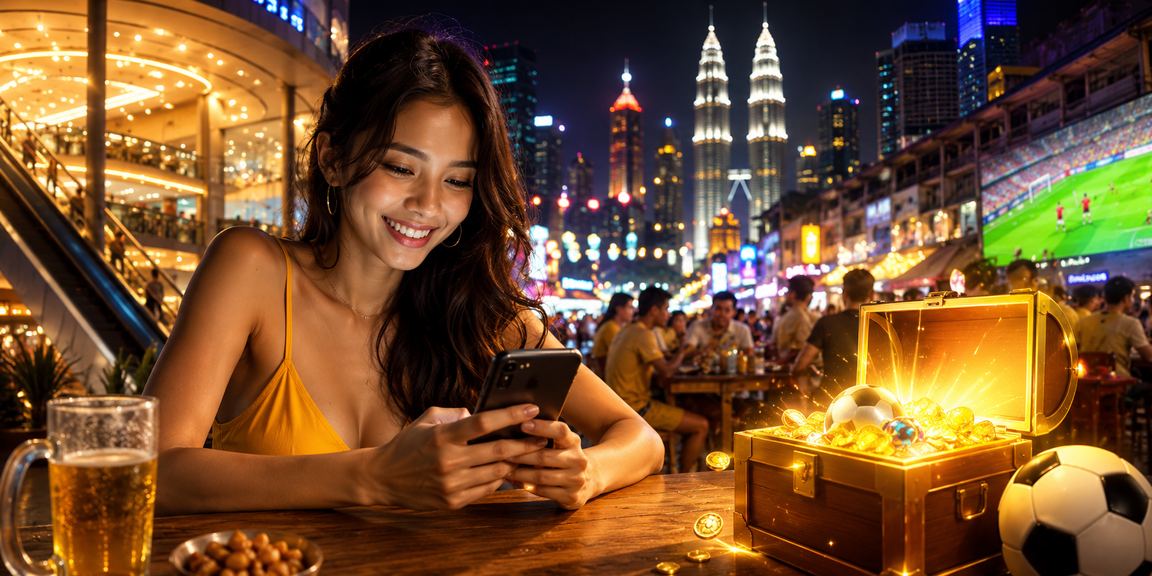 Pengguna bet9ja Malaysia mengakses platform sukan dalam talian melalui telefon pintar di Kuala Lumpur